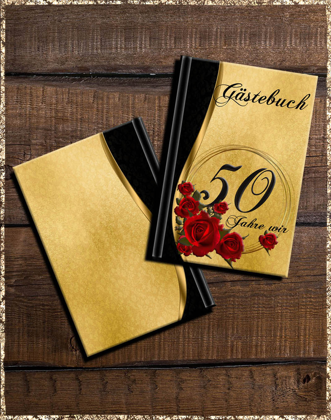 50 Jahre - goldene Hochzeit - Gästebuch schwarz gold